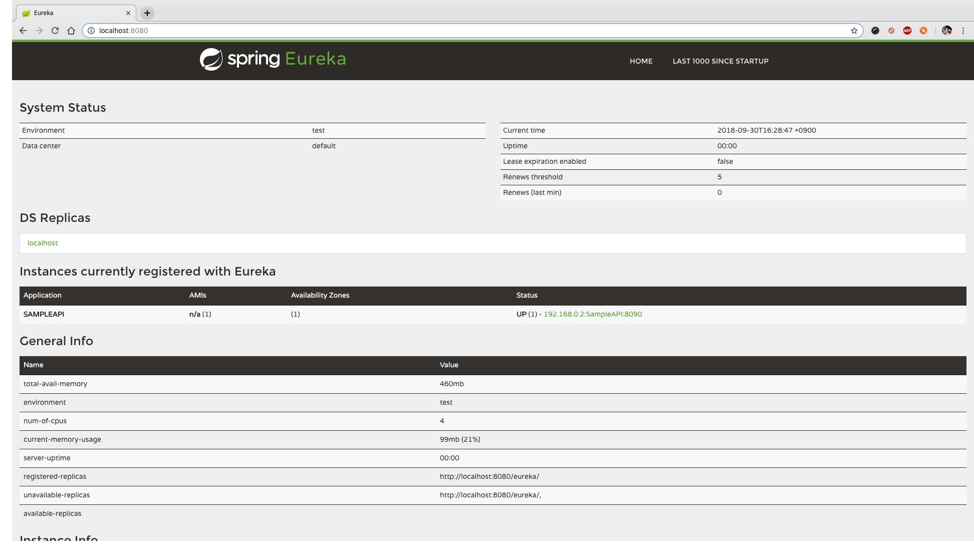 Eureka Server Registered Console