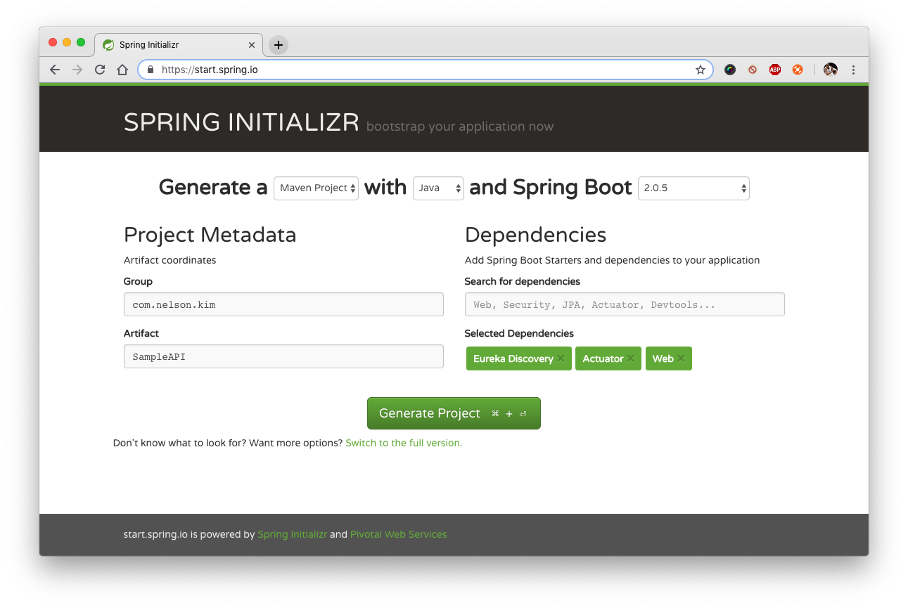 Spring Initializr Client